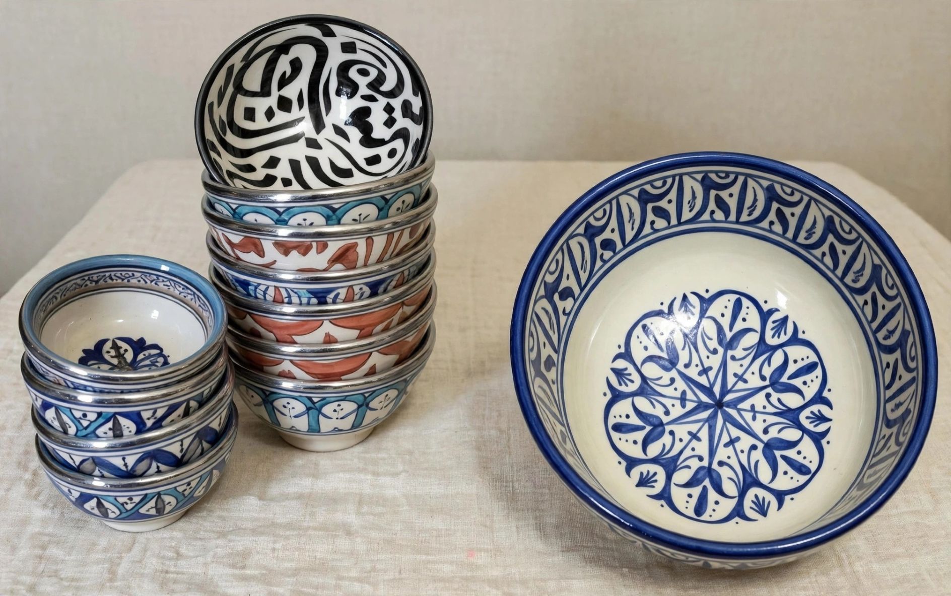 Ciotole ceramica Fez diametri 10 15 20 25 30 cm ingrosso Marocco